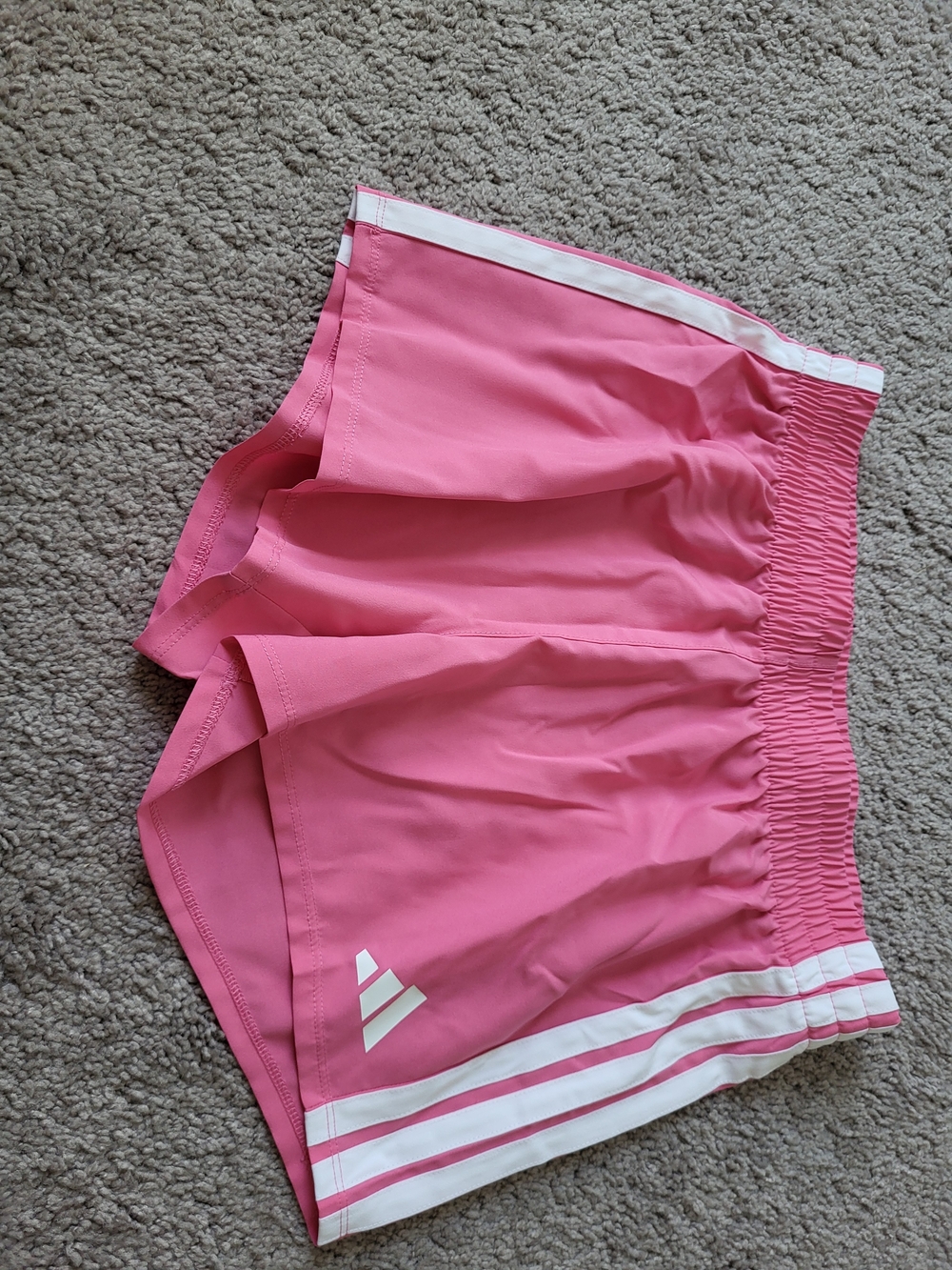 adidas Pink Girls' Athletic Shorts with White Stripe